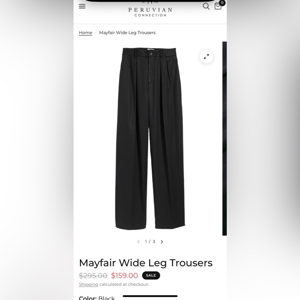 Peruvian Connection Mayfair Wide Leg Trousers - new never worn